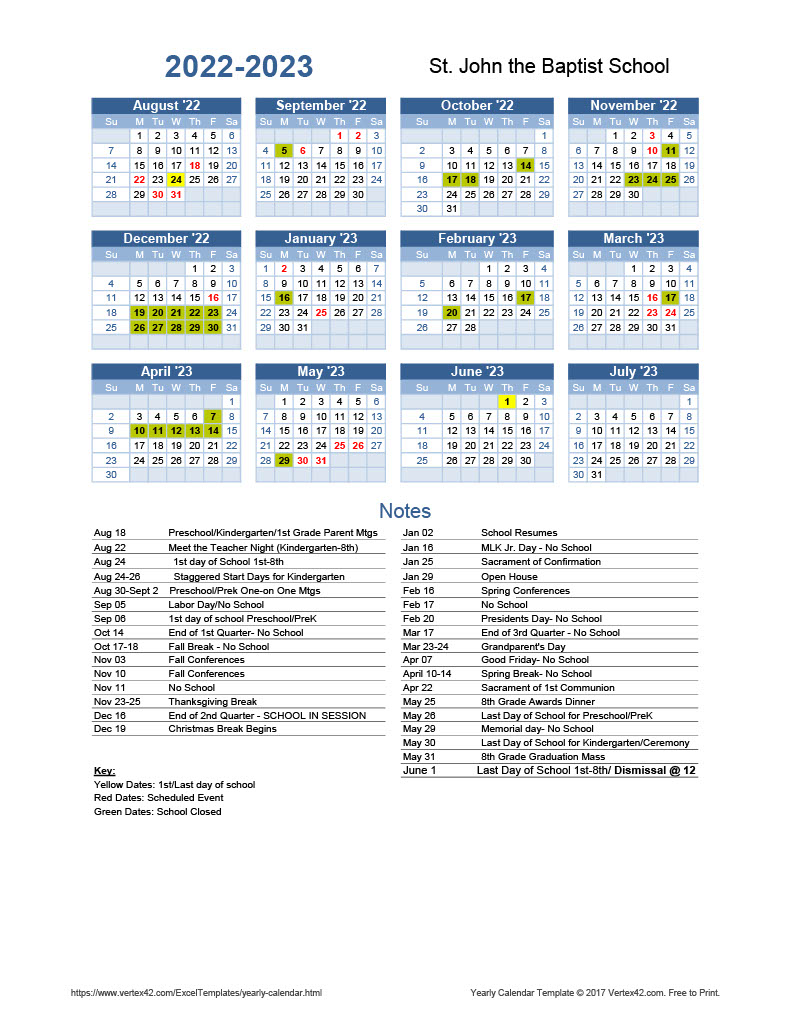 St John Brebeuf Calendar